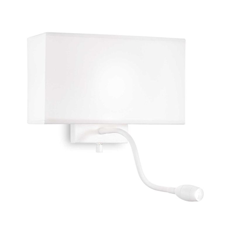 LAMPADA DA PARETE CON PARALUME IN TESSUTO BIANCO O NERO E CON BRACCIO ORIENTABILE LED 1W DA LETTURA CRISTALENSI - Cristalensi Sh