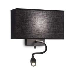 LAMPADA DA PARETE CON PARALUME IN TESSUTO BIANCO O NERO E CON BRACCIO ORIENTABILE LED 1W DA LETTURA CRISTALENSI - Cristalensi Sh