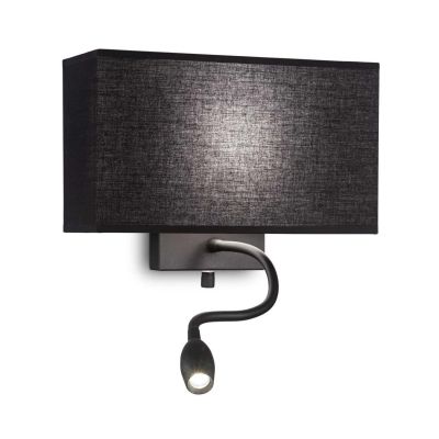 LAMPADA DA PARETE CON PARALUME IN TESSUTO BIANCO O NERO E CON BRACCIO ORIENTABILE LED 1W DA LETTURA CRISTALENSI - Cristalensi Sh