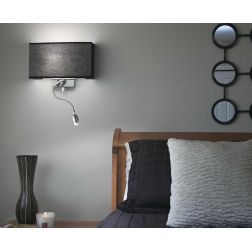 LAMPADA DA PARETE CON PARALUME IN TESSUTO IN TRE COLORI E CON BRACCIO ORIENTABILE LED 1W DA LETTURA CRISTALENSI - Cristalensi Sh