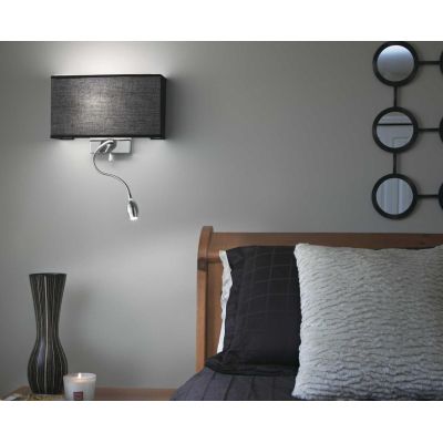 LAMPADA DA PARETE CON PARALUME IN TESSUTO IN TRE COLORI E CON BRACCIO ORIENTABILE LED 1W DA LETTURA CRISTALENSI - Cristalensi Sh