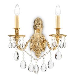 LAMPADA DA PARETE CLASSICA CON BRACCI IN METALLO FINITURA ORO O ARGENTO E PENDAGLI IN CRISTALLO CRISTALENSI - Cristalensi Shop O 2