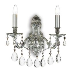 LAMPADA DA PARETE CLASSICA CON BRACCI IN METALLO FINITURA ORO O ARGENTO E PENDAGLI IN CRISTALLO CRISTALENSI - Cristalensi Shop O