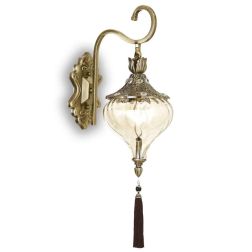 APPLIQUE IN STILE ETNICO IN METALLO BRUNITO CON DIFFUSORE IN VETRO AMBRA E PENDAGLIO A NAPPA CRISTALENSI - Cristalensi Shop Onli 2