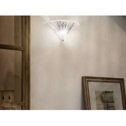 LAMPADA DA PARETE CLASSICA ED ELEGANTE IN VETRO TRASPARENTE O ORO SFACCETTATO LARGHEZZA CM 38 CRISTALENSI - Cristalensi Shop Onl