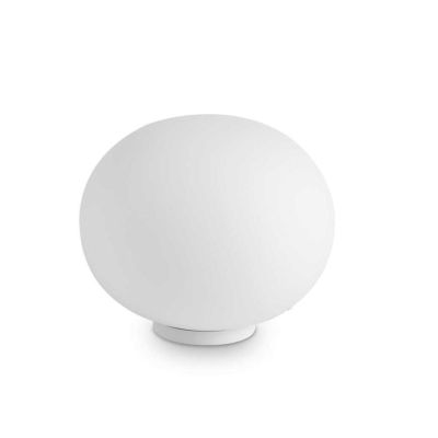 LAMPADA DA TAVOLO OVALE IN VETRO BIANCO SOFFIATO 2 MISURE MODERNA LAMPADINA ATTACCO E27 CRISTALENSI - Cristalensi Shop Online