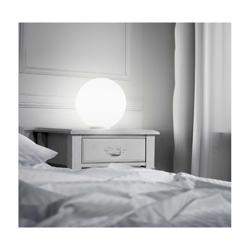 PICCOLA LAMPADA DA TAVOLO D10 CM CON DIFFUSORE A SFERA IN VETRO SOFFIATO BIANCO LAMPADINA G9 INCLUSA CRISTALENSI - Cristalensi S