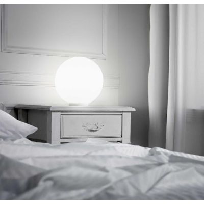PICCOLA LAMPADA DA TAVOLO D10 CM CON DIFFUSORE A SFERA IN VETRO SOFFIATO BIANCO LAMPADINA G9 INCLUSA CRISTALENSI - Cristalensi S