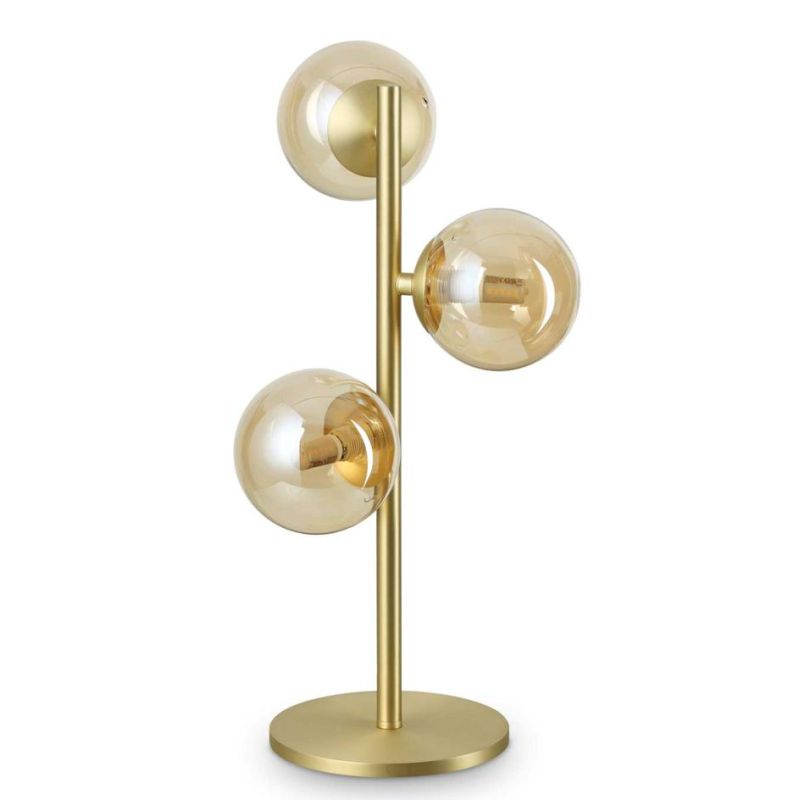 LAMPADA DA TAVOLO IN METALLO CON 3 SFERE IN VETRO FUME, BIANCO O AMBRA LAMPADINE G9 INCLUSE CRISTALENSI - Cristalensi Shop Onlin