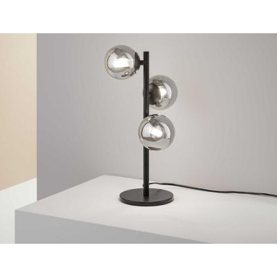 LAMPADA DA TAVOLO IN METALLO CON 3 SFERE IN VETRO FUME, BIANCO O AMBRA LAMPADINE G9 INCLUSE CRISTALENSI - Cristalensi Shop Onlin