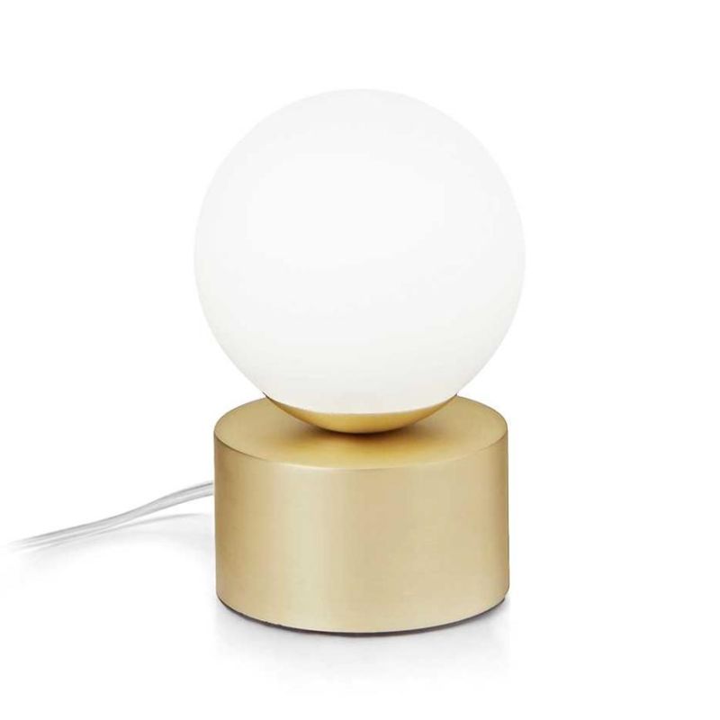 PICCOLA LAMPADA DA TAVOLO IN METALLO CON SFERA IN VETRO FUME, BIANCO O AMBRA LAMPADINA G9 INCLUSE CRISTALENSI - Cristalensi Shop