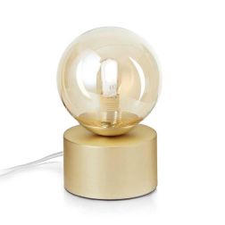 PICCOLA LAMPADA DA TAVOLO IN METALLO CON SFERA IN VETRO FUME, BIANCO O AMBRA LAMPADINA G9 INCLUSE CRISTALENSI - Cristalensi Shop