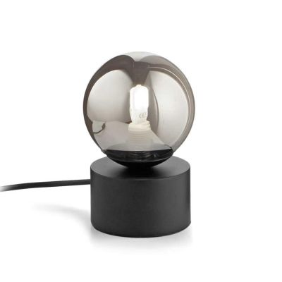 PICCOLA LAMPADA DA TAVOLO IN METALLO CON SFERA IN VETRO FUME, BIANCO O AMBRA LAMPADINA G9 INCLUSE CRISTALENSI - Cristalensi Shop