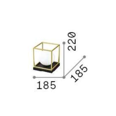 LAMPADA DA TAVOLO QUADRATA IN METALLO NERO O OTTONE CON SFERA IN VETRO BIANCO DESIGN MODERNO CRISTALENSI - Cristalensi Shop Onli