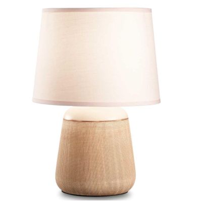 LAMPADA DA TAVOLO TORTORA IN CERAMICA CON DECORI E PARALUME IN PVC RIVESTITO IN TESSUTO CRISTALENSI - Cristalensi Shop Online