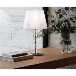 LAMPADA DA TAVOLO IN VETRO TRASPARENTE CON DETTAGLI CROMO ALTEZZA CM 30 E CM 55 CRISTALENSI - Cristalensi Shop Online