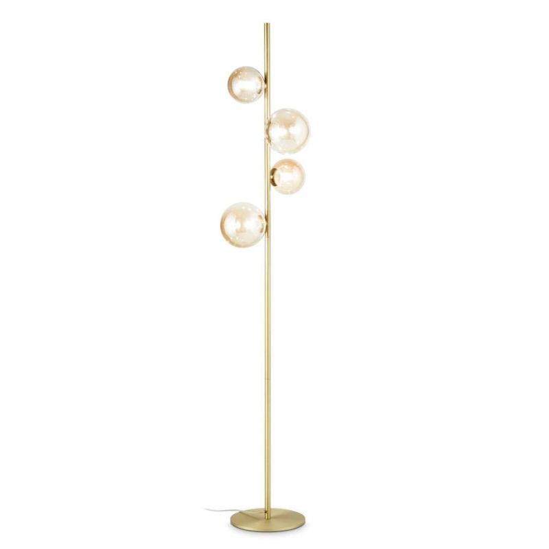 LAMPADA DA TERRA IN METALLO CON 4 SFERE IN VETRO FUME, BIANCO O AMBRA LAMPADINE G9 INCLUSE CRISTALENSI - Cristalensi Shop Online