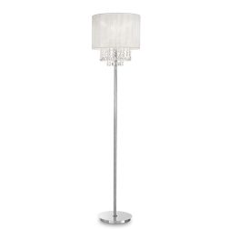 LAMPADA DA TERRA IN METALLO CROMO CON GOCCE IN CRISTALLO E PARALUME IN PVC CRISTALENSI - Cristalensi Shop Online 2