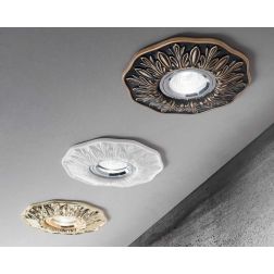 FARETTO DA INCASSO PER INTERNI IN GESSO DECORATO FINITURE BIANCO BRUNITO O OTTONE CRISTALENSI - Cristalensi Shop Online