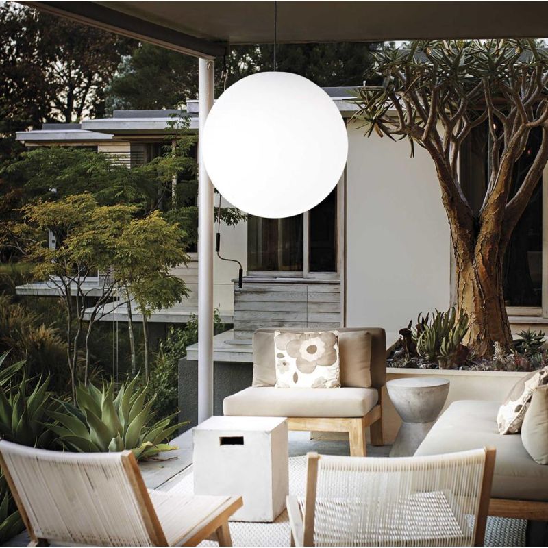 SOSPENSIONE SINGOLA A SFERA LUMINOSA 4 MISURE DA ESTERNI IP44 MODERNA BIANCA OPACA CRISTALENSI - Cristalensi Shop Online