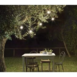 CATENARIA DI MT 4 PER ESTERNI IP44 IN PLASTICA NERA 5 LUCI CON OCCHIELLI DI ANCORAGGIO CRISTALENSI - Cristalensi Shop Online