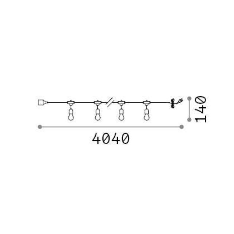 CATENARIA DI MT 4 PER ESTERNI IP44 IN PLASTICA NERA 5 LUCI CON OCCHIELLI DI ANCORAGGIO CRISTALENSI - Cristalensi Shop Online