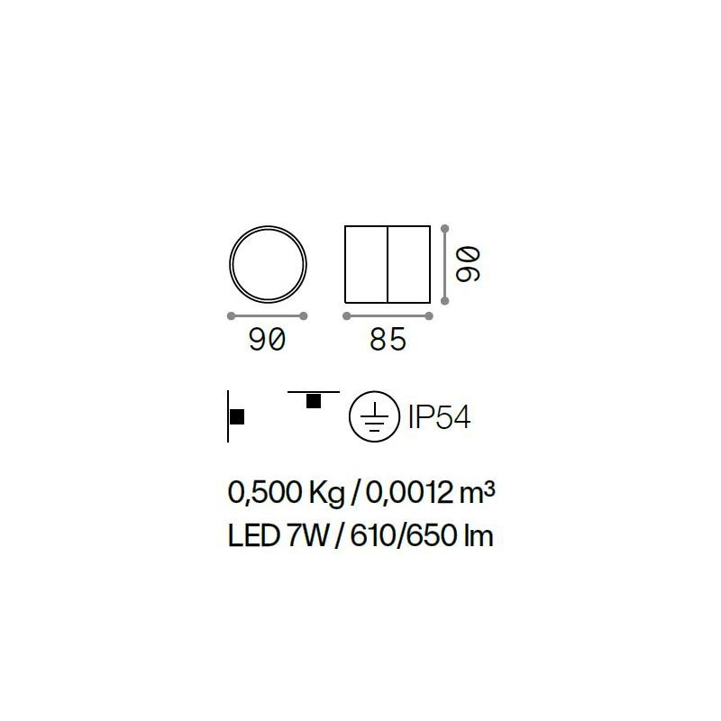 APPLIQUE DA ESTERNO IP54 ORIENTABILE 4 COLORI LED 7W LUCE 3000K O 4000K CRISTALENSI - Cristalensi Shop Online