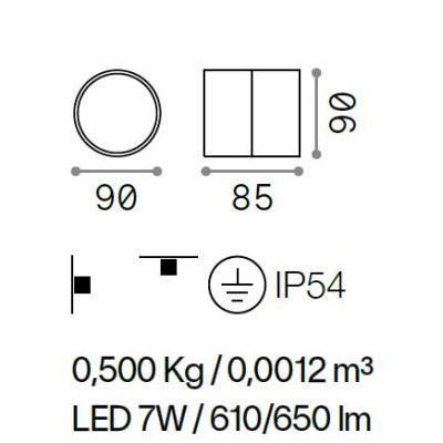 APPLIQUE DA ESTERNO IP54 ORIENTABILE 4 COLORI LED 7W LUCE 3000K O 4000K CRISTALENSI - Cristalensi Shop Online