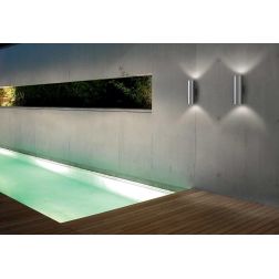 LAMPADA DA PARETE PER ESTERNO IP44 A FORMA CILINDRICA 2 X E27 IN 6 COLORI MODERNA CRISTALENSI - Cristalensi Shop Online