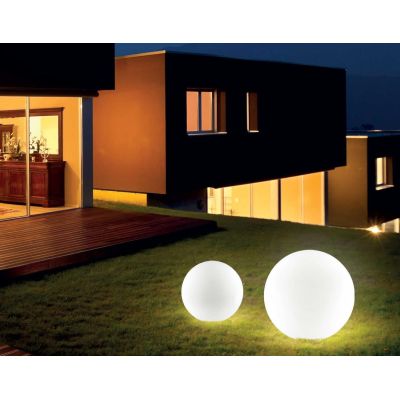 SFERA LUMINOSA BIANCA OPACA DA ESTERNO IN PLASTICA 4 MISURE IP44 ATTACCO E27 MODERNA CRISTALENSI - Cristalensi Shop Online
