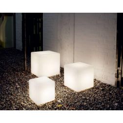 CUBO LUMINOSO BIANCO OPALE DA ESTERNO IN PLASTICA 3 MISURE IP44 ATTACCO E27 MODERNA CRISTALENSI - Cristalensi Shop Online