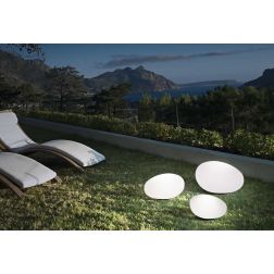 SASSO LUMINOSO PER ARREDO GIARDINO IP44 DIAMETRO 25 CM BIANCO OPACO MODERNO CRISTALENSI - Cristalensi Shop Online 2