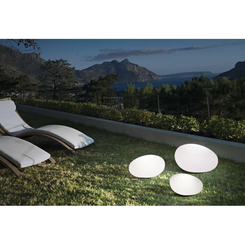 SASSO LUMINOSO PER ARREDO GIARDINO IP44 DIAMETRO 25 CM BIANCO OPACO MODERNO CRISTALENSI - Cristalensi Shop Online