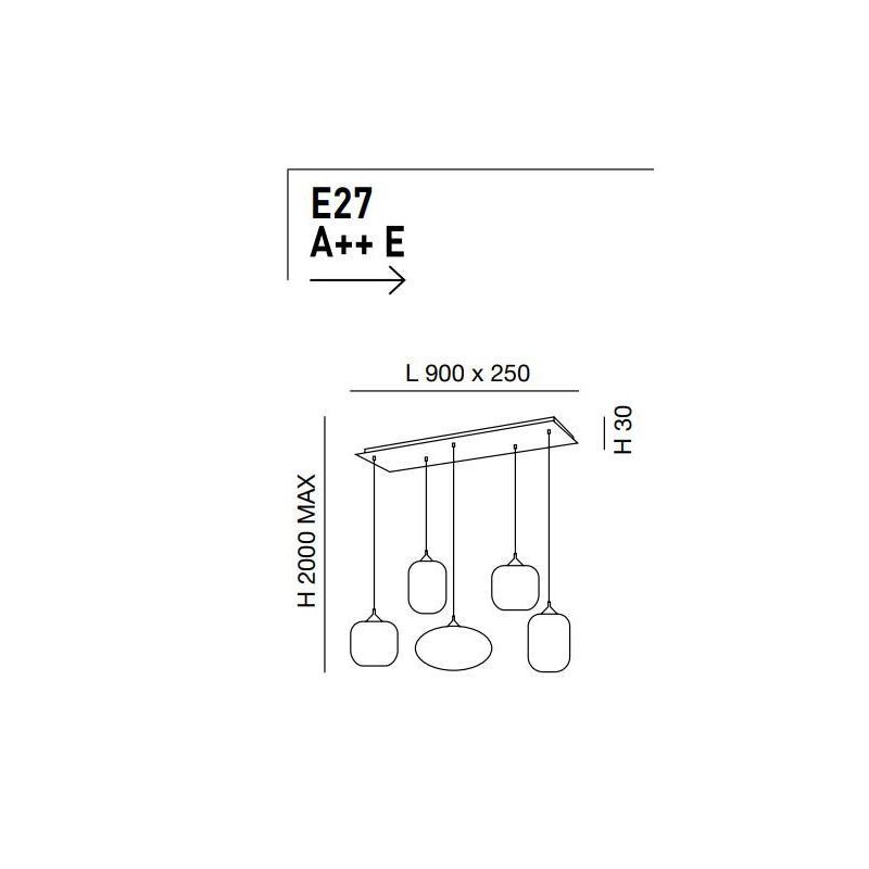 3627-48 GILLIS LAMPADARIO IN SOSPENSIONE IN VETRO RIGATO 5 PUNTI LUCE AMBRA FUME DI FABAS LUCE Fabas Luce - Cristalensi Shop Onl