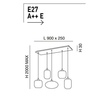 3627-48 GILLIS LAMPADARIO IN SOSPENSIONE IN VETRO RIGATO 5 PUNTI LUCE AMBRA FUME DI FABAS LUCE Fabas Luce - Cristalensi Shop Onl