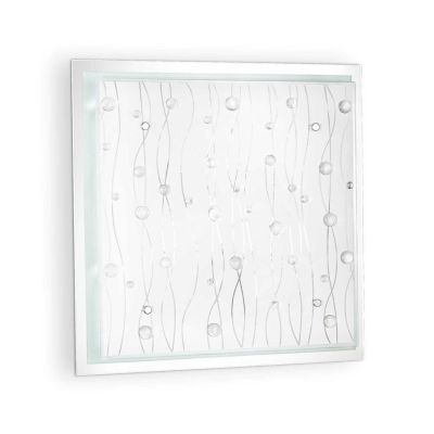 OCEAN PLAFONIERA QUADRATA 42X42 MODERNA IN VETRO CON BOTTONI IN VETRO DECORATIVI IN 2 VARIANTI Ideal Lux - Cristalensi Shop Onli