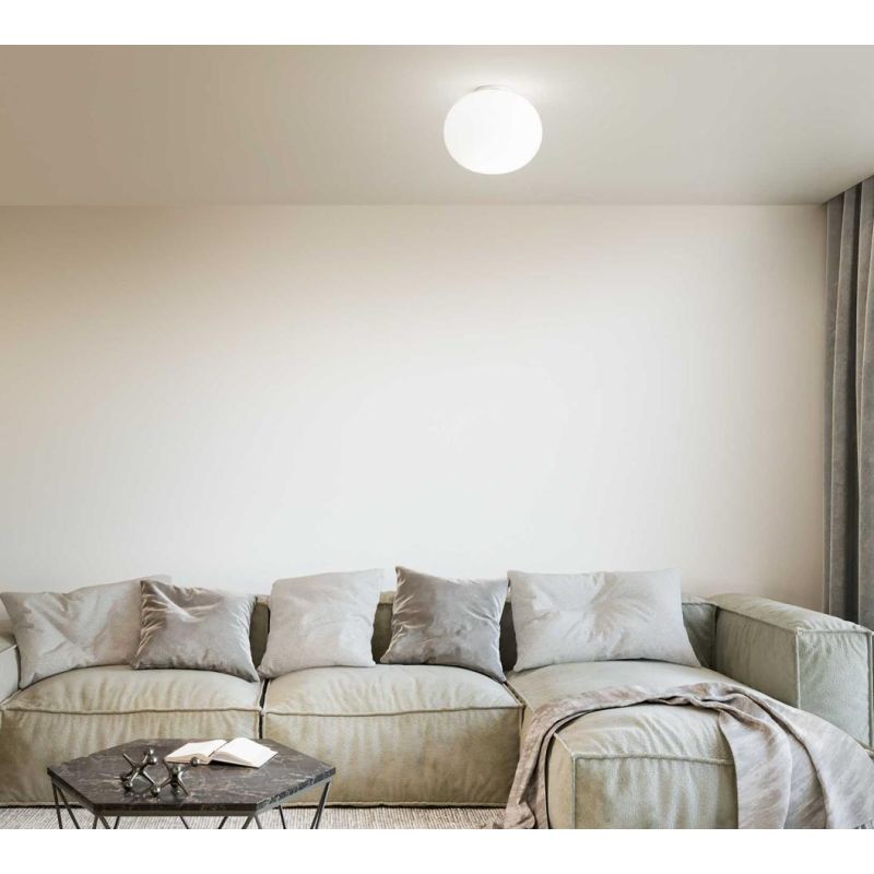 PLAFONIERA IN VETRO BIANCO SOFFIATO D13 CM MODERNA LAMPADINA G9 INCLUSA CRISTALENSI - Cristalensi Shop Online
