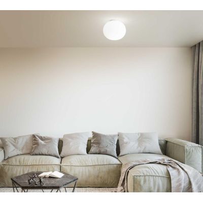 PLAFONIERA IN VETRO BIANCO SOFFIATO D13 CM MODERNA LAMPADINA G9 INCLUSA CRISTALENSI - Cristalensi Shop Online