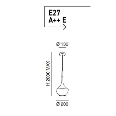3623-41 APOLLO LAMPADARIO A SOSPENSIONE IN VETRO AD UNA SOLA LUCE NERO BIANCO OTTONE DI FABAS LUCE Fabas Luce - Cristalensi Shop