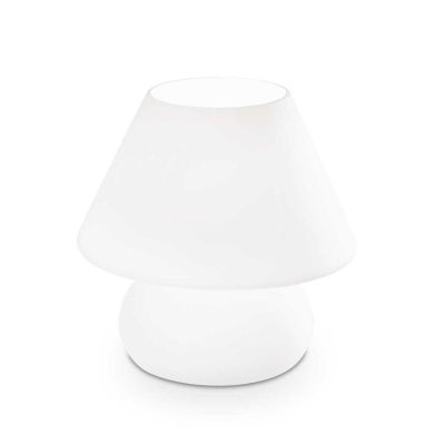 LAMPADA DA TAVOLO IN VETRO SOFFIATO BIANCO IN 2 MISURE DESIGN MODERNO CRISTALENSI - Cristalensi Shop Online