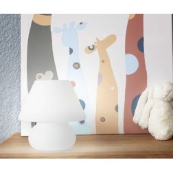 LAMPADA DA TAVOLO IN VETRO SOFFIATO BIANCO IN 2 MISURE DESIGN MODERNO CRISTALENSI - Cristalensi Shop Online