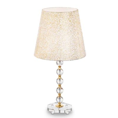 LAMPADA DA TAVOLO IN CRISTALLO CON DETTAGLI ORO 3 MISURE PARALUME IN PVC RIVESTITO IN TESSUTO CRISTALENSI - Cristalensi Shop Onl