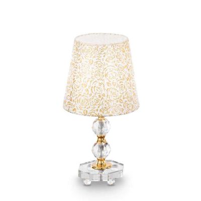 LAMPADA DA TAVOLO IN CRISTALLO CON DETTAGLI ORO 3 MISURE PARALUME IN PVC RIVESTITO IN TESSUTO CRISTALENSI - Cristalensi Shop Onl