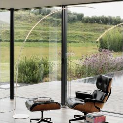 PIANTANA AD ARCO IN METALLO BIANCO O NERO LED 30W TOUCH DIMMER ALTEZZA CM 210 CRISTALENSI - Cristalensi Shop Online