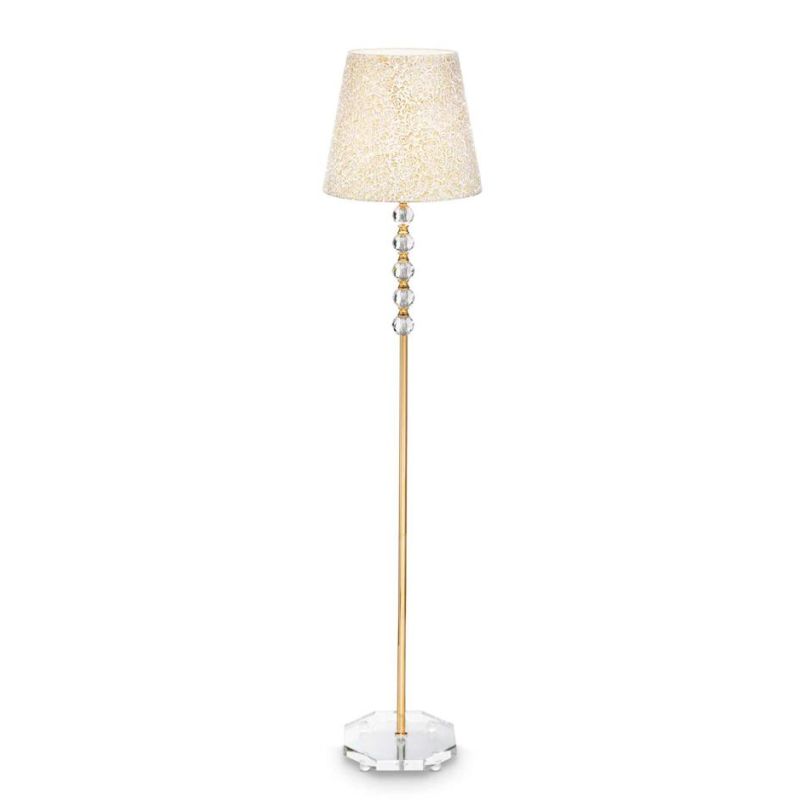 LAMPADA DA TERRA H158 CM IN CRISTALLO CON DETTAGLI ORO PARALUME IN PVC RIVESTITO IN TESSUTO CRISTALENSI - Cristalensi Shop Onlin