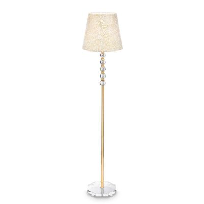 LAMPADA DA TERRA H158 CM IN CRISTALLO CON DETTAGLI ORO PARALUME IN PVC RIVESTITO IN TESSUTO CRISTALENSI - Cristalensi Shop Onlin