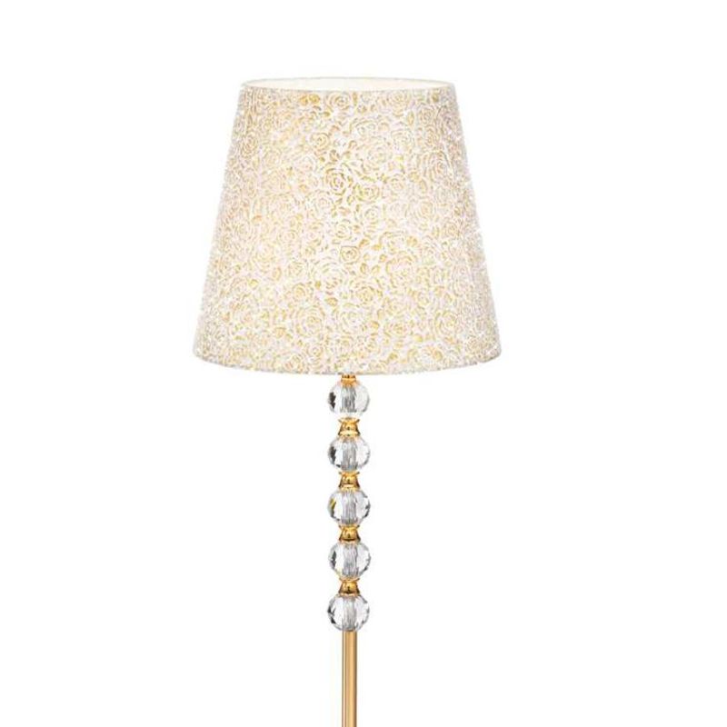 LAMPADA DA TERRA H158 CM IN CRISTALLO CON DETTAGLI ORO PARALUME IN PVC RIVESTITO IN TESSUTO CRISTALENSI - Cristalensi Shop Onlin