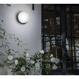 PICCOLA APPLIQUE O PLAFONIERA DA ESTERNI IP44 BIANCO O ANTRACITE FORMA ROTONDA 2 MISURE CRISTALENSI - Cristalensi Shop Online