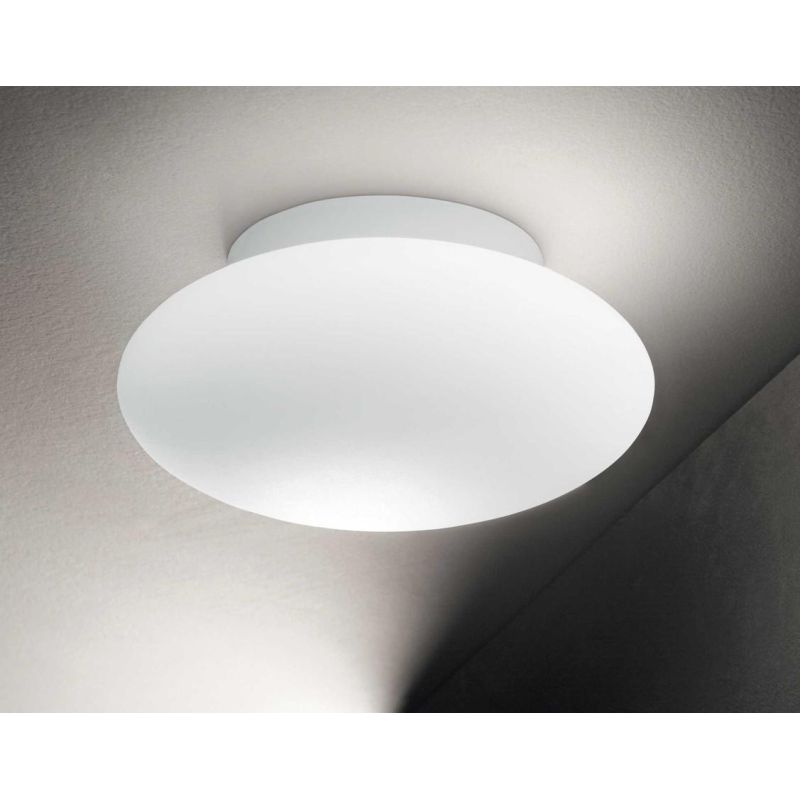 PLAFONIERA DA ESTERNI IN ALLUMINIO BIANCO IP44 D33 CM FORMA OVALE DESIGN MODERNO CRISTALENSI - Cristalensi Shop Online