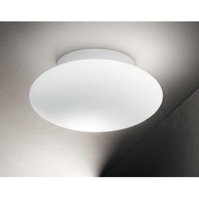 PLAFONIERA DA ESTERNI IN ALLUMINIO BIANCO IP44 D33 CM FORMA OVALE DESIGN MODERNO CRISTALENSI - Cristalensi Shop Online